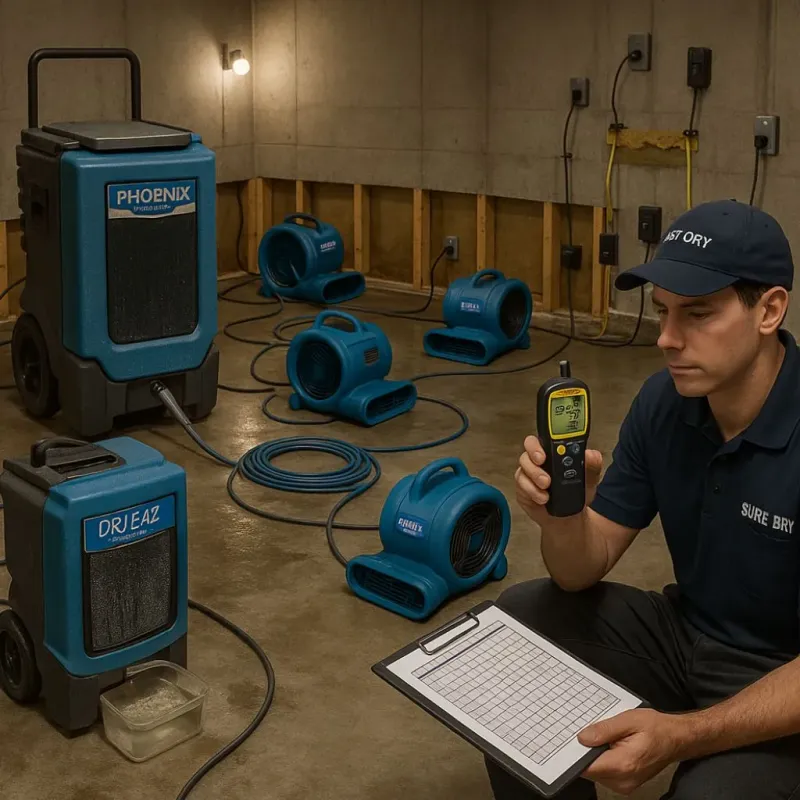 Structural Drying and Dehumidification process in Cornelius, NC